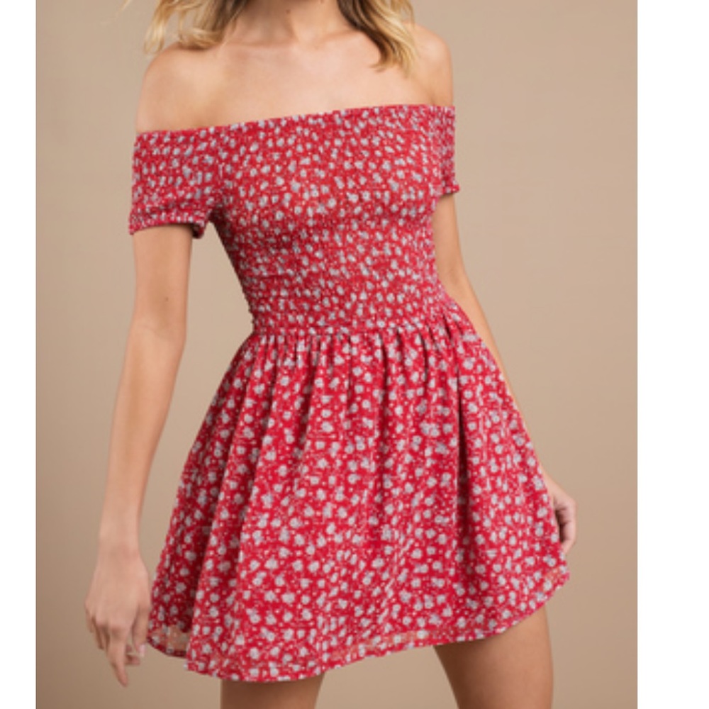 Joelle Off Shoulder Floral Skater Dress